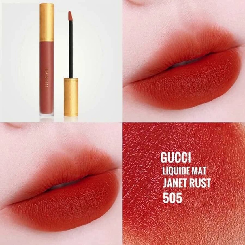 Son Kem Lì Gucci Rouge Liquid Matte 505 [Full Box] Màu Đỏ Đất (New 2022),[Chính Hãng],Phù Hợp Với Nhiều Tone Da.