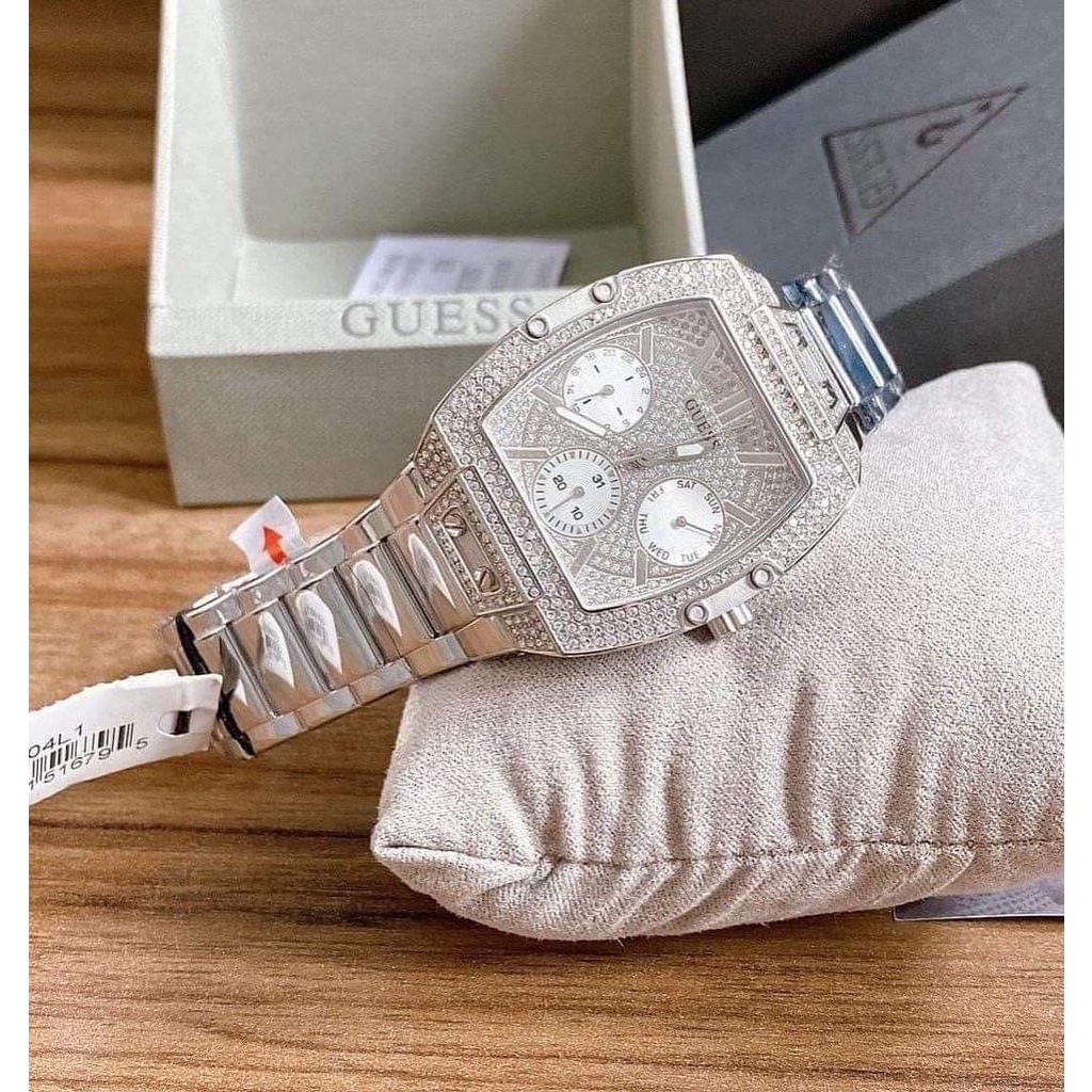 ĐỒNG HỒ CẶP GUESS SILVER TONE CASE SILVER TONE STAINLESS STEEL WATCH