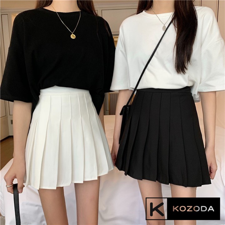 Chân váy tennis xếp li màu trắng đen xếp ly skirt cạp lưng cao ngắn chữ a phong cách ulzzang cv5b kozoda