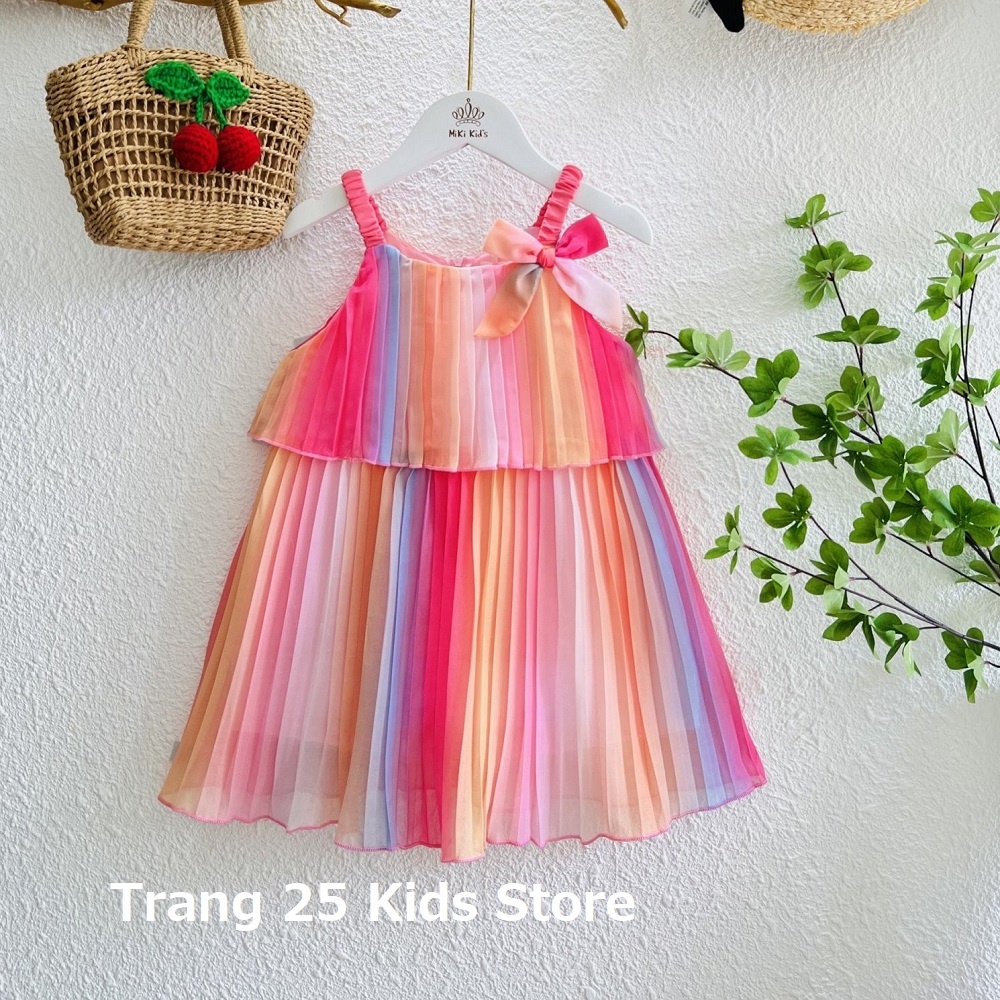 Đầm Bé Gái Dập Ly Chuyển Màu , Váy Cầu Vồng Voan Chiffon-  Trang 25 Kids -K161