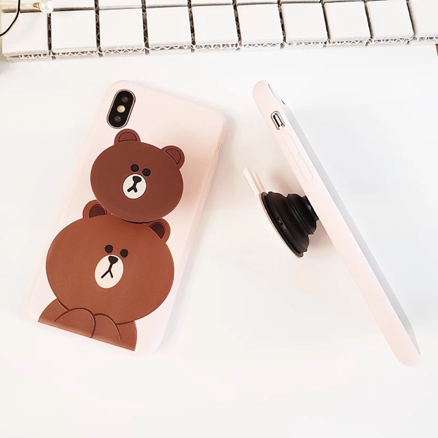 [Iphone] Ốp Lưng Gấu Brown và Thỏ Cony ( kèm pop) ip 5/5s/6/6s/7/8/6pl/6spl/ 7pl/ 8pl/ X/ Xs /Xs max