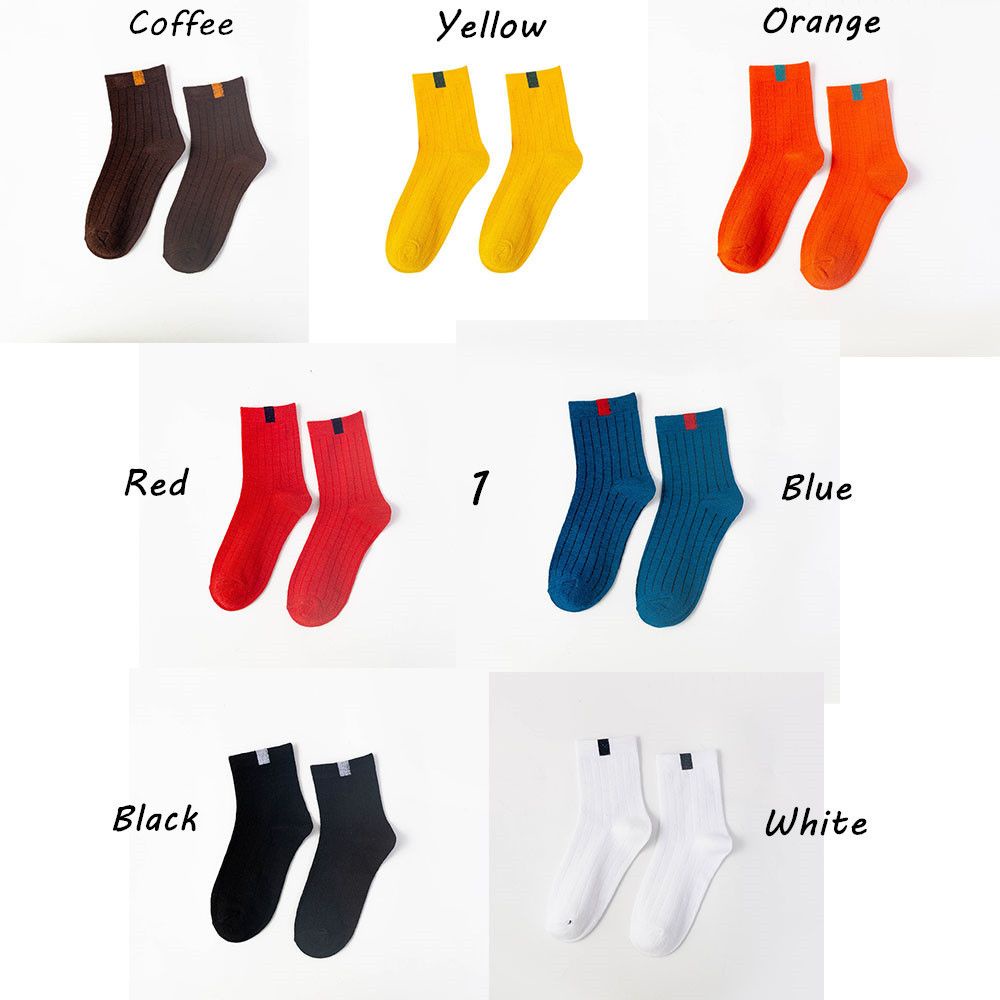Tất cotton thể thao màu trơn kẻ sọc phong cách Nhật Bản thời trang thu đông cao cấp