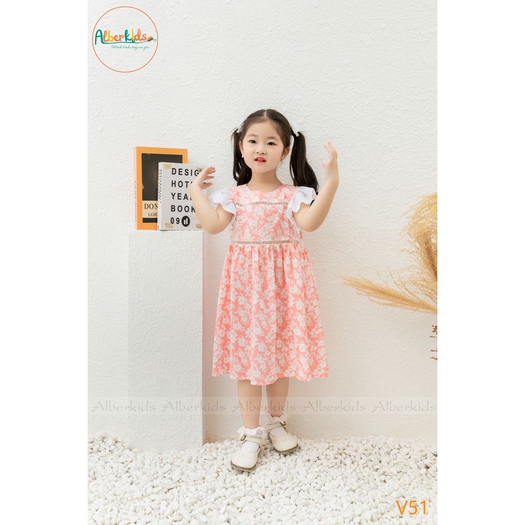 Váy bé gái ALBERKIDS hoa tay cánh tiên công chúa xinh đẹp cho trẻ em từ 2,3,4,5,6,7,8,9,10,11,12 tuổi [V51]