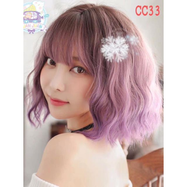 Tóc giả nguyên đầu xù ,❤️❤️ FREESHIP ❤️❤️ nguyên đầu víc xù omber tím