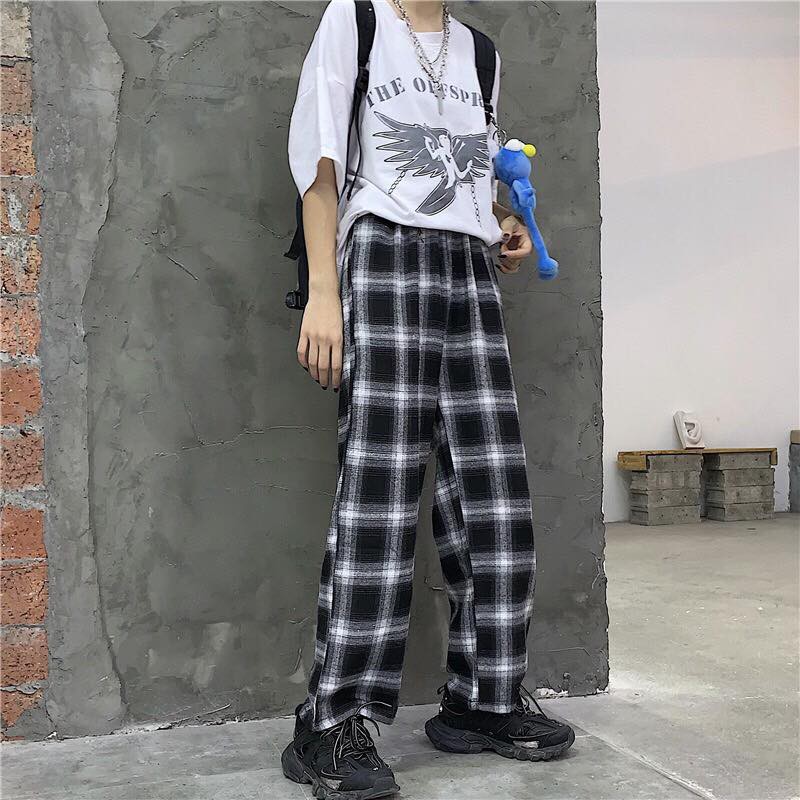 QUẦN SỌC CARO UNISEX QUẦN BAGGY CARO LƯNG THUN PLAID PANTS CAO CẤP - MM