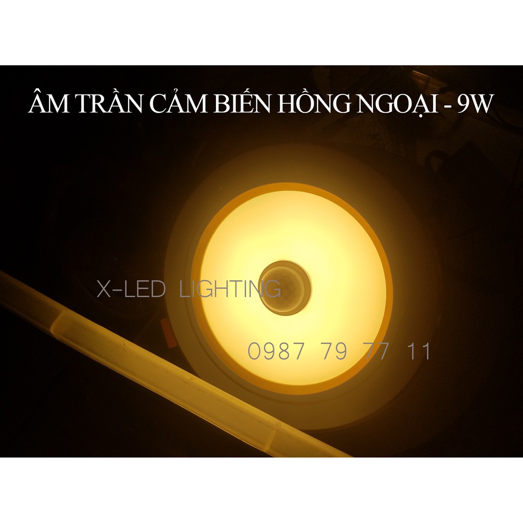 Đèn âm trần cảm biến hồng ngoại, thân nhiệt, thông minh - 9W- PHI 110
