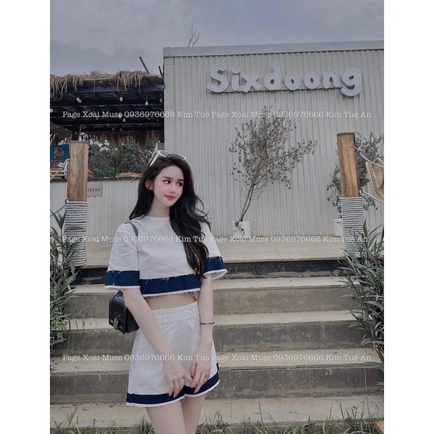 Set bộ nữ sang chảnh áo croptop phối quần viền chất cực đẹp