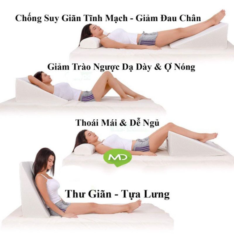 Gối Nệm Chống Trào Ngược Dạ Dày, Ợ Nóng, Các Vấn Đề Về Tiêu Hóa - Giảm Đau Chân Do Suy Giãn Tĩnh Mạch .(Tặng kèm áo gối)