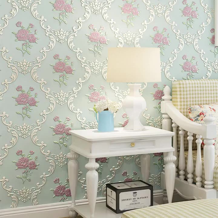 Giấy Dán Tường Dập Nổi Họa Tiết 3D Phong Cách Châu Âu Chống Thấm Nước Trang Trí Nhà Cửa