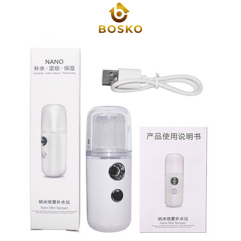 Máy xịt khoáng nano mini cầm tay phun sương xông hơi mặt cao cấp - Bosko