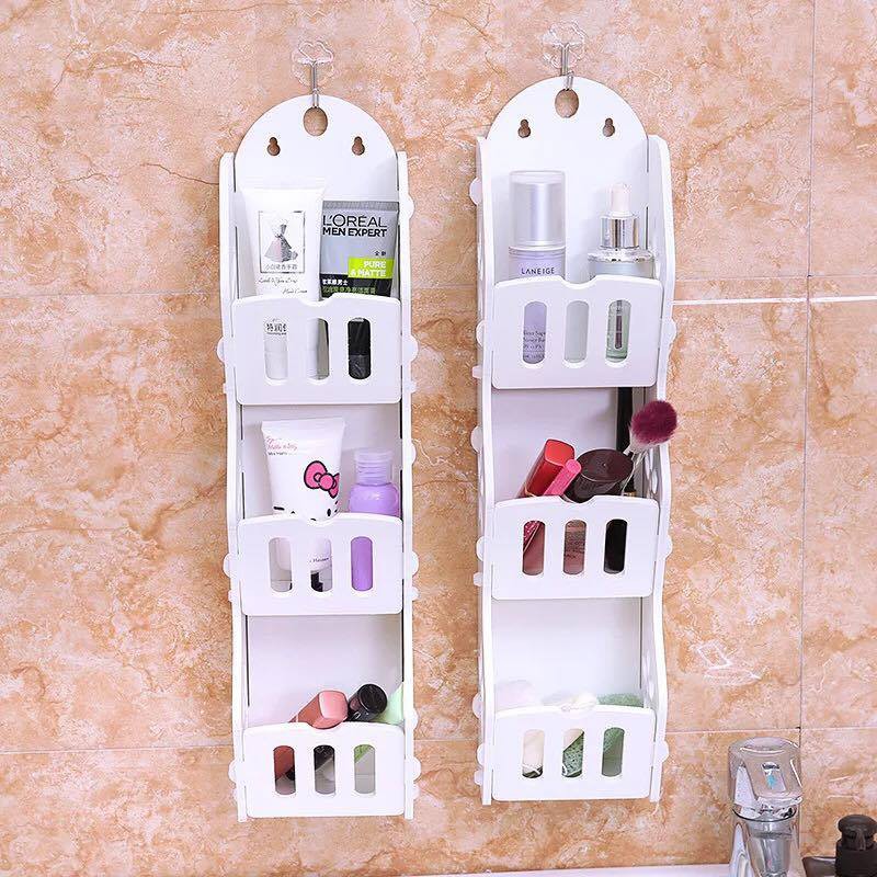 Kệ Nhà Tắm Treo Tường 3 Tầng - Kệ Để Đồ Dùng Học Tập, Cá Nhân Không Cần Khoan Tường