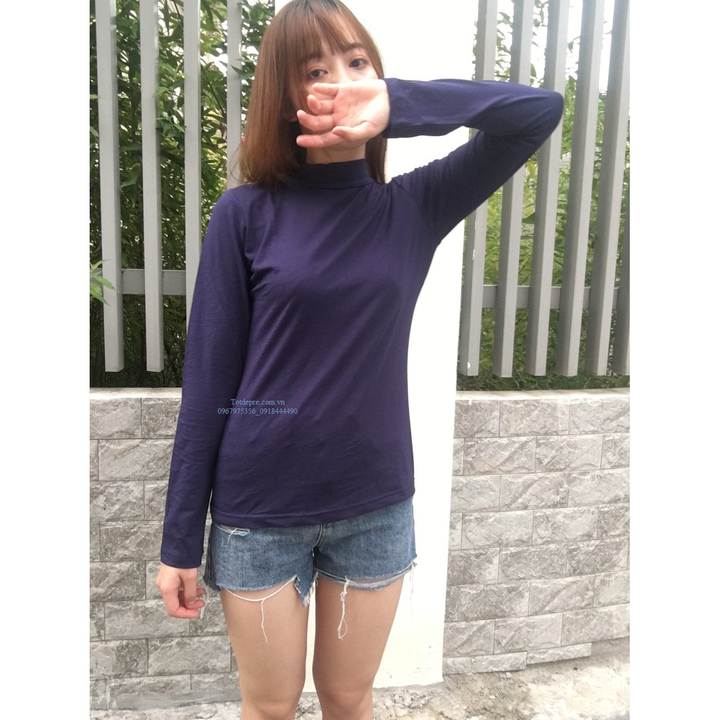 Áo thun giữ nhiệt nữ kiểu cổ cao 3f chất đẹp nhiều màu
