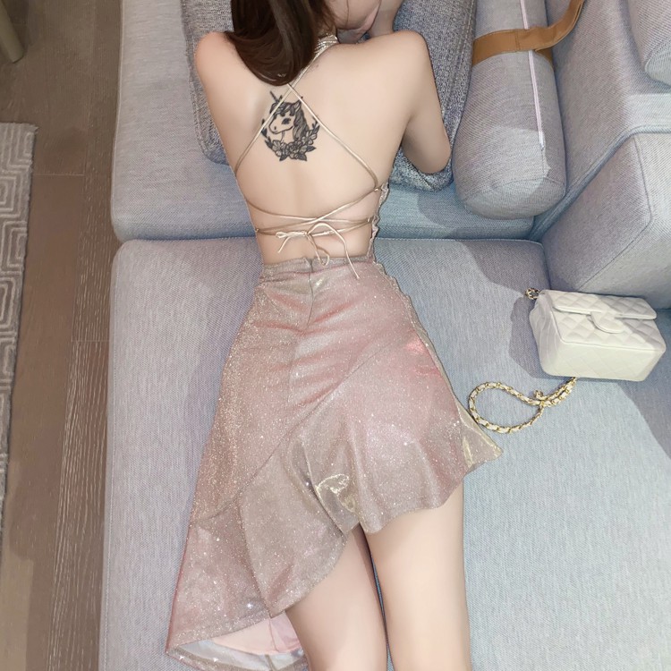 Đầm body kim sa đuôi cá màu hồng HDT178 - Hỉn Hỉn Store