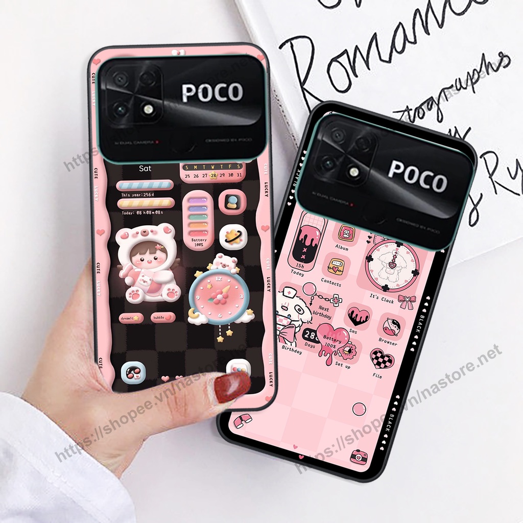 Ốp lưng Xiaomi Poco C40 gấu, đồng hồ dễ thương cute giá rẻ