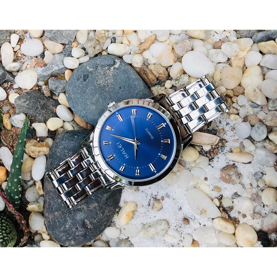 Đồng hồ đôi nam nữ halei mặt xanh HLX01 chống nước chống xước,tặng kèm vòng tì hưu