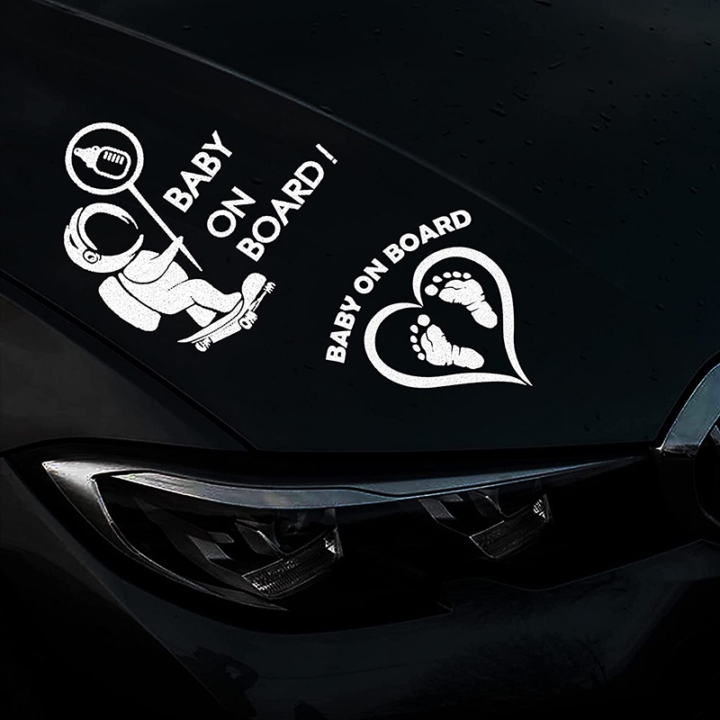 P-a423.Miếng Dán Trang Trí Xe Hơi Phản Quang Chống Thấm Nước Họa Tiết Hoạt Hình Baby in the Car