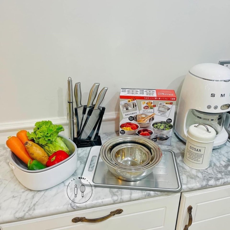 BỘ 5 CHẬU INOX - BÁT INOX CAO CẤP