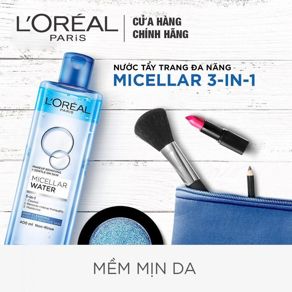 Nước Tẩy Trang LOreal 3 In 1 Micellar Làm Sạch Sâu Deep Cleansing 400ml