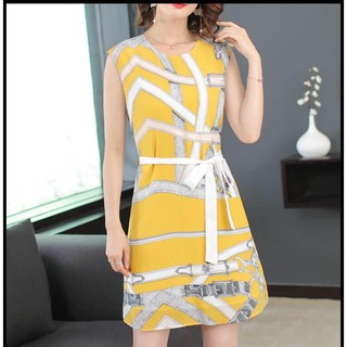 Đầm Suông Sát Nách Cột Eo Hàn Quốc MSNN1793