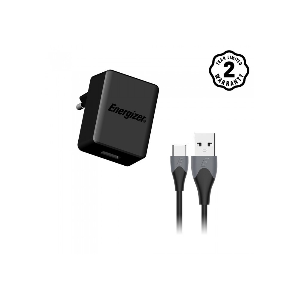 Sạc Energizer 1 cổng Quick Charge QC 3.0 18W kèm cáp USB Type-C - AC1Q3EUUC23 - Hãng phân phối chính thức