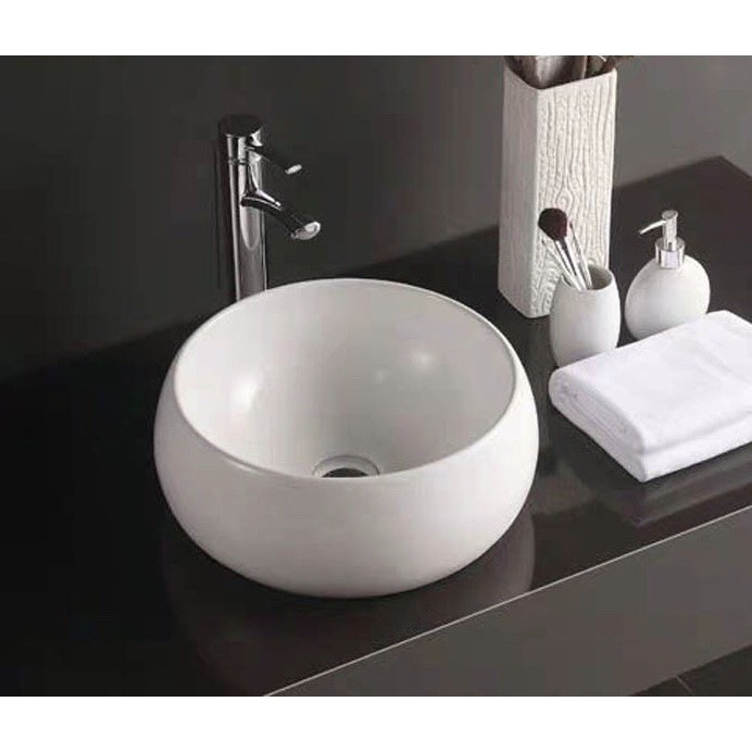 Chậu rửa mặt lavabo sứ trắng men tuyết nano chống bám bẩn (thanh lý nghỉ bán)