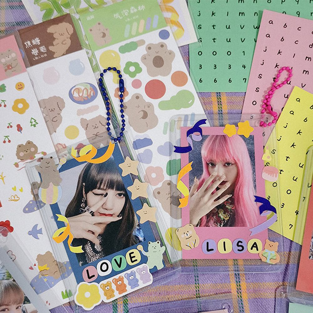 Màng bảo vệ thẻ hình thần tượng kpop Hàn Quốc dáng đứng và ngang màu trong suốt gắn chuỗi dây treo cặp trang trí