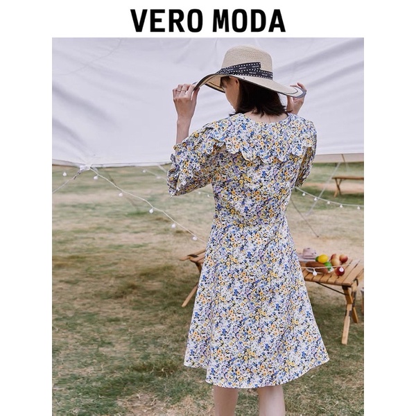 Đầm hoa nhí phối bèo VERO MODA hàng auth săn sale