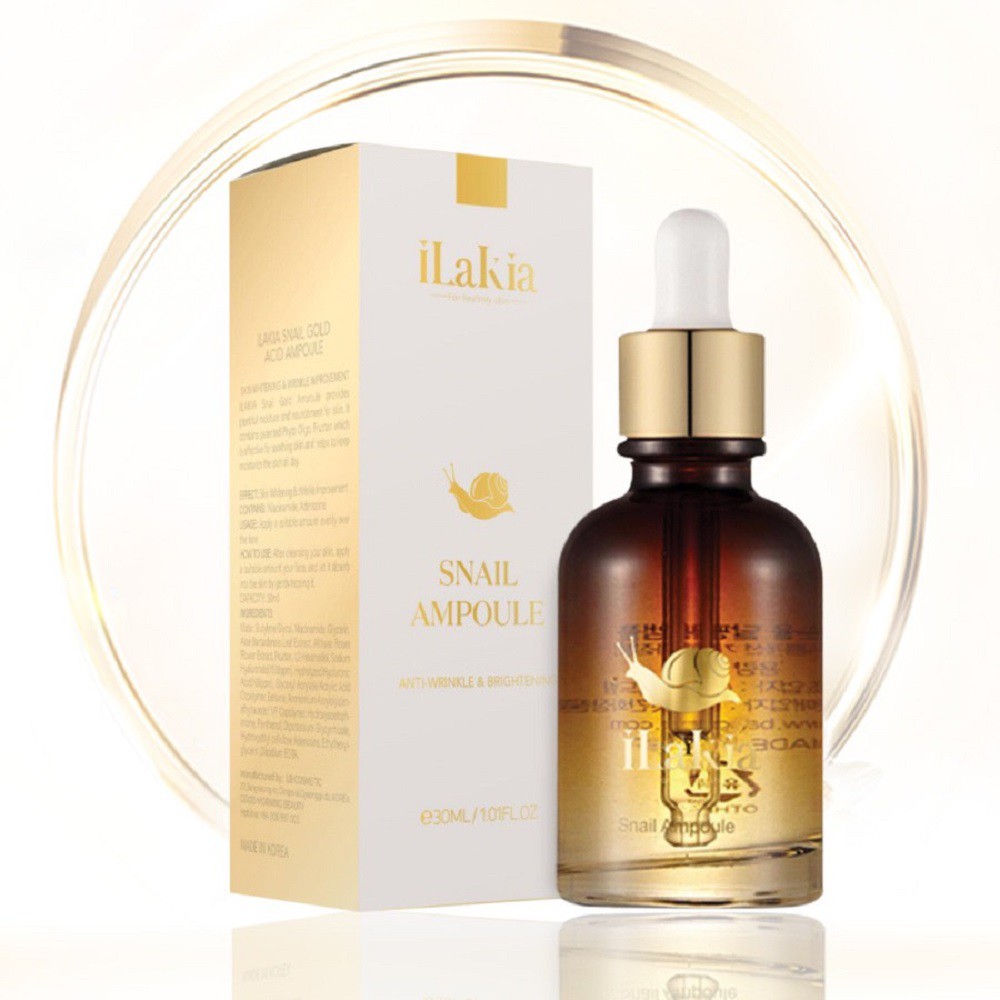 iLakia - Tinh Chất Serum Ốc Sên SNAIL AMPOULE Chống Lão Hóa – Phục Hồi Da Chuyên Sâu 30ml KOREA