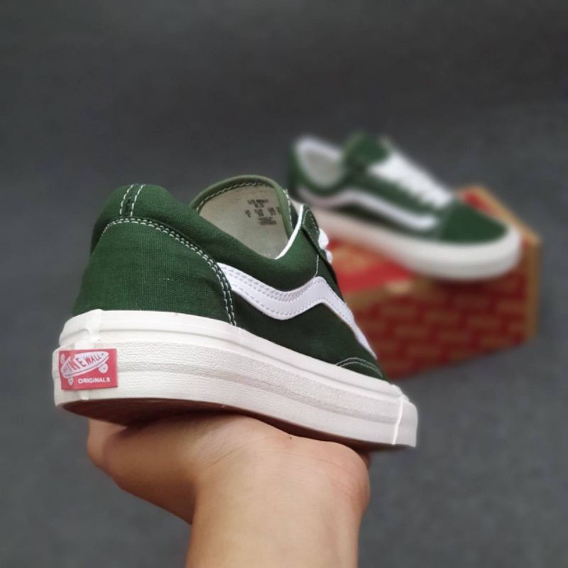 Giày Thể Thao Vans Old Skool Og Màu Trắng Xanh Lá Chất Lượng Cao