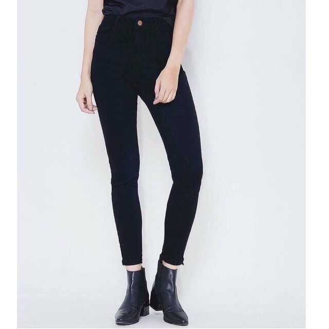 QUẦN JEAN ĐEN TRƠN LƯNG CAO ( loại 1)