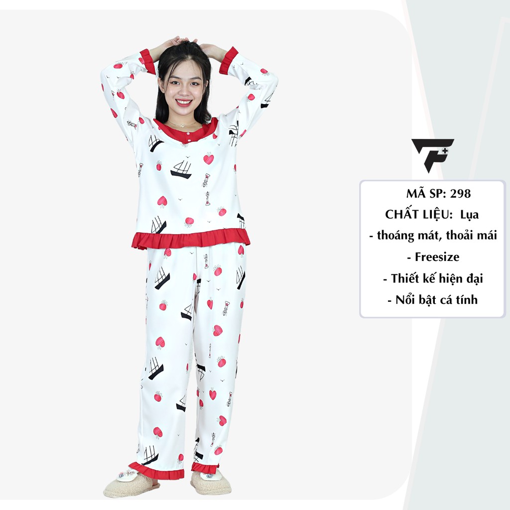 Đồ ngủ đồ bộ pijama Lụa mặc nhà tiểu thư quần dài tay dài sang chảnh FPLUS 298