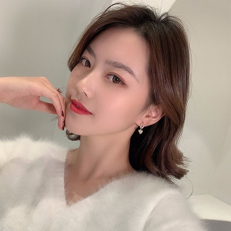 Bông Tai Hình Tròn Nhỏ Đính Đá Lấp Lánh Phong Cách Hàn Quốc Cho Nữ