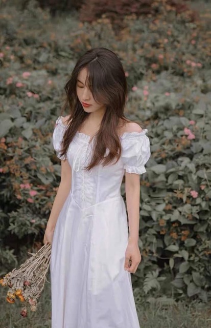 Đầm trắng xoè viền bèo ngực nơ ngực mặc 2 kiểu ulzzang hàn quốc | BigBuy360 - bigbuy360.vn