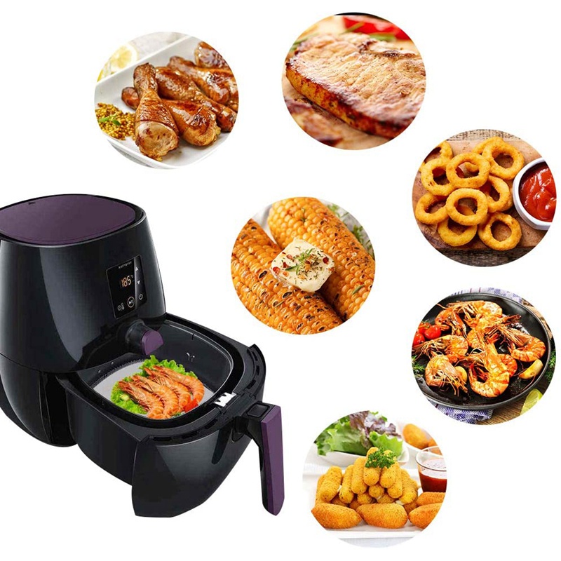 Set 100 giấy lót nồi chiên không dầu hình vuông tiện dụng chất lượng cao
