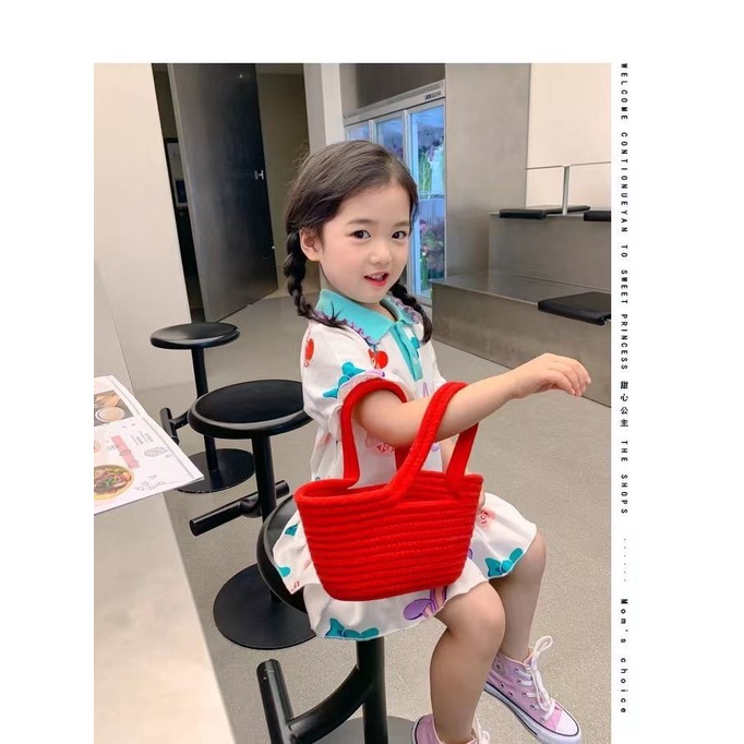 Đầm Công Chúa Tay Ngắn Cổ POLO Phong Cách Phương Tây Thời Trang Mùa Hè Mới Dành Cho Bé Gái