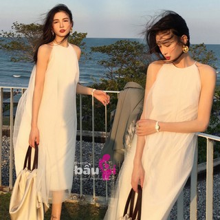 Đầm bầu suông cổ yếm ren lưới xinh xắn gọn gàng giấu bụng, thích hợp cho cả bầu và không bầu - SBA176