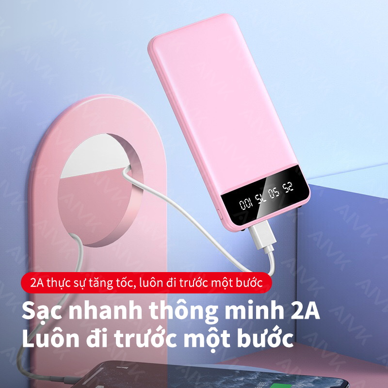 Sạc dự phòng Aivk Remax có màn hình led dung lượng 10000MAH cao cấp