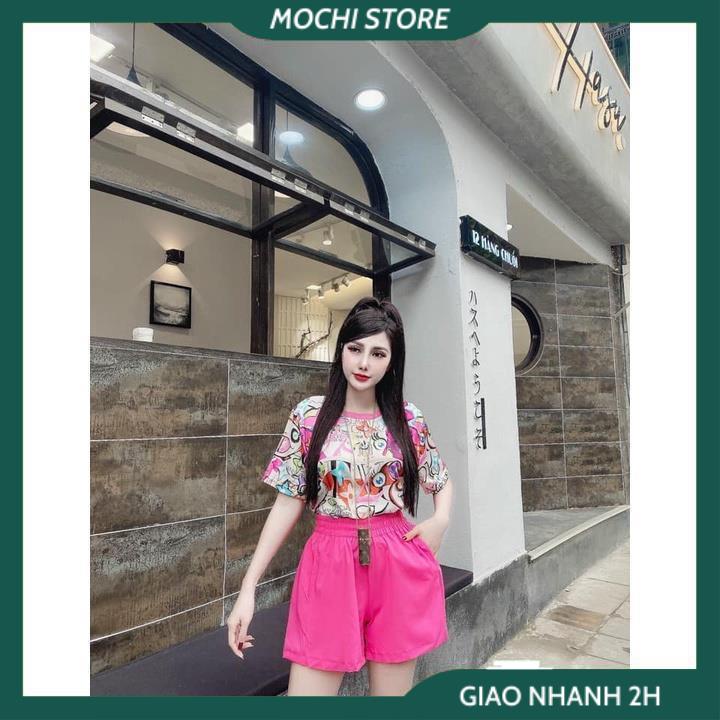 Đồ Bộ Mặc Nhà Nữ, Bộ Ngủ Nữ, Áo Cổ Tròn Chất Lụa Mango Họa Tiết Phối Quần Sọc Lụa Màu Trơn, Form Dáng Rộng Rãi, Chất Liệ | BigBuy360 - bigbuy360.vn