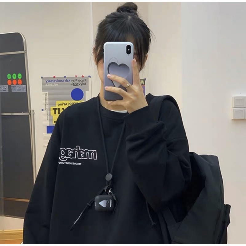 Áo Sweater Nỉ Bông Tay Dài Unisex Chữ