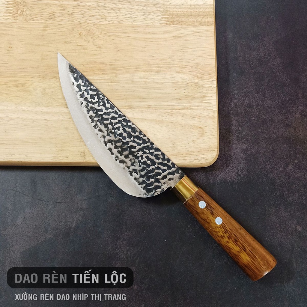 Dao Bầu Thép Nhíp Ô Tô Dập Vân 2 Mặt - Cán Gỗ Cẩm Chỉ Cao Cấp