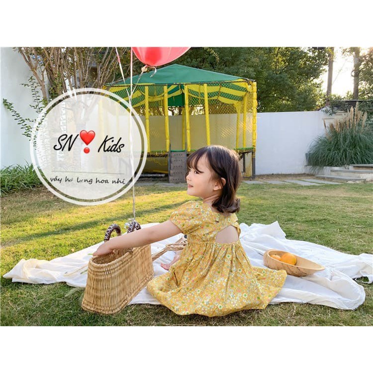 [TIỂU CÔNG CHÚA] Váy hoa cúc BABY DOLL hở lưng sang chảnh cho bé gái từ 8-23kg