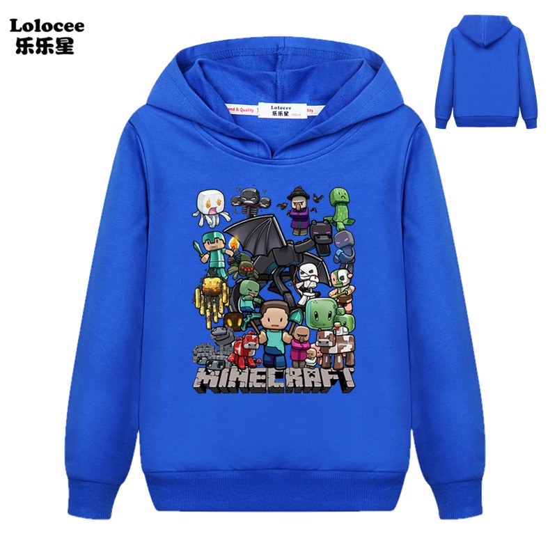 Áo Hoodie Tay Dài In Hình Trò Chơi Minecraft Cho Bé 4-14 Tuổi