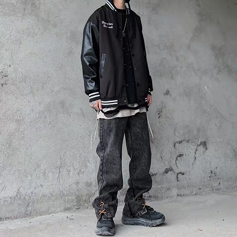 Áo khoác bomber phối tay da đơn giản cá tính style ulzzang unisex nam nữ