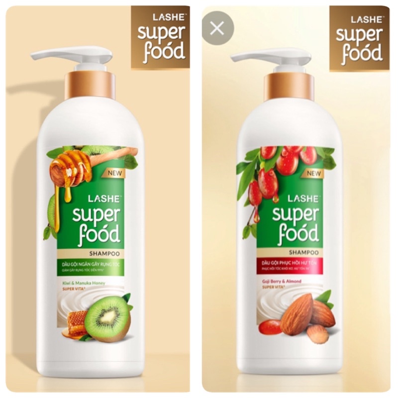 DẦU GỘI LASHE SUPERFOOD 640G NGĂN GÃY RỤNG TÓC - PHỤC HỒI HƯ TỔN/ LASHE SUPER FOOD