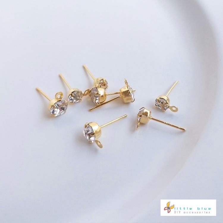 Bông Tai Mạ Vàng 18K Đính Đá Zircon Dạng Treo Có Thắt Lưng Thủ Công diy