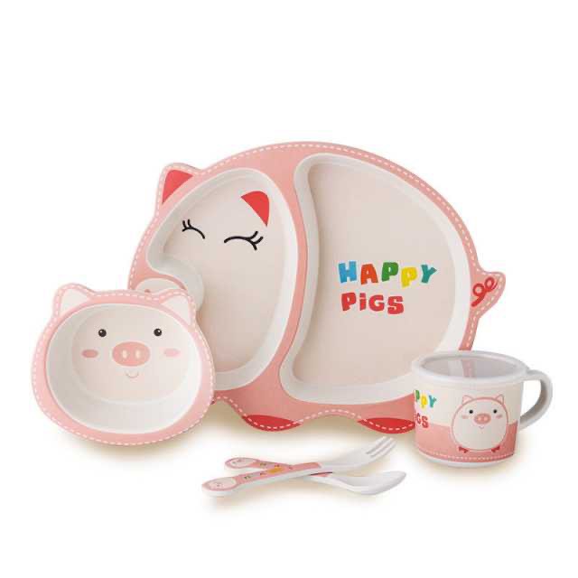 Set 5 món Khay, Bát, Cốc, Dĩa và Thìa  Bamboo Life Hữu Cơ tự nhiên an toàn cho Bé - nhiều mẫu