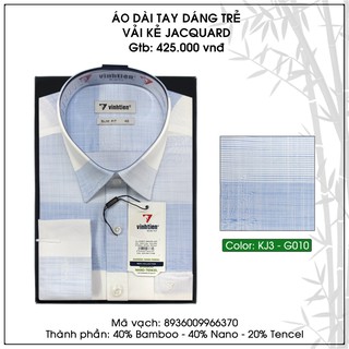 Áo sơ mi tay dài bamboo dáng slimfit vĩnh tiến g010