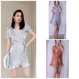 Đầm đắp tà form xuông thắt eo chất tơ mềm