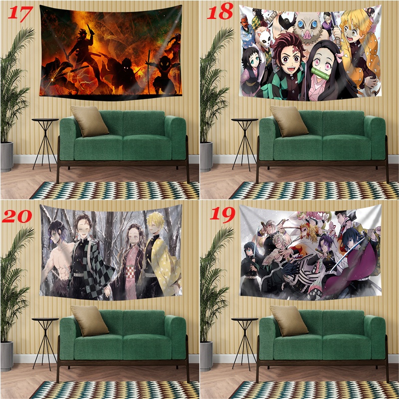 Thảm Treo Tường Trang Trí In Hình Anime Demon Slayer Chất Liệu Polyester