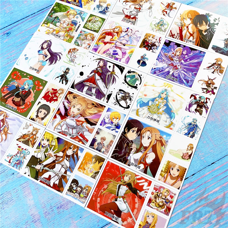 ❤ Bộ 90 Thẻ Hình Nhân Vật Anime Sword Art Online Xinh Xắn ❤ Set 30 Tấm Bưu Thiếp Mini 6.2×6.2cm + 60 Tấm Lomo 3×3.1cm